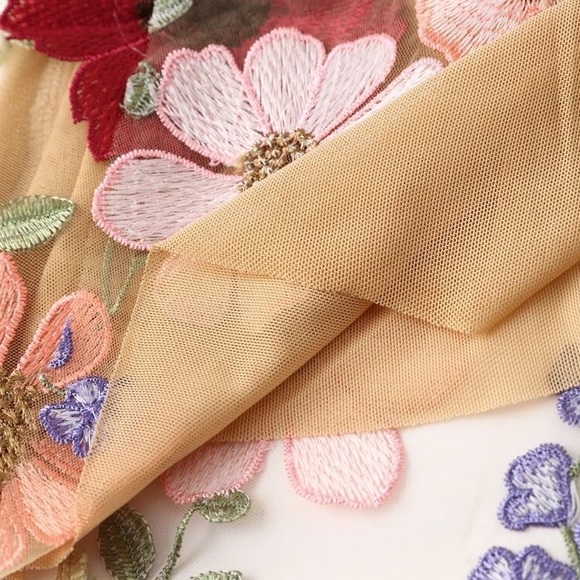 Embroidered Flowers Bell Skirt Mini Dress, Designed With Luxury In Mind, NOW IN! - Picture 13 of 16